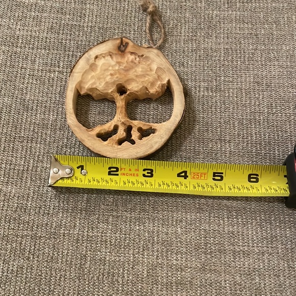 Hand-carved wood cookie Tree of Life Christmas ornament - Picture 4 of 4